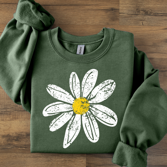 Pretty White and Yellow Distressed Daisy DTF Transfer