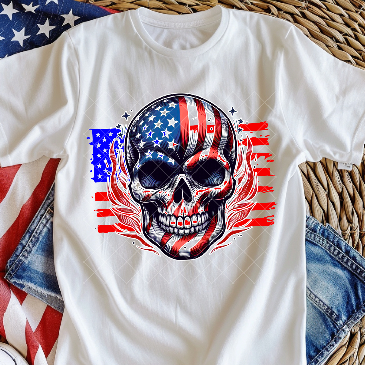Patriotic Skull DTF Transfer