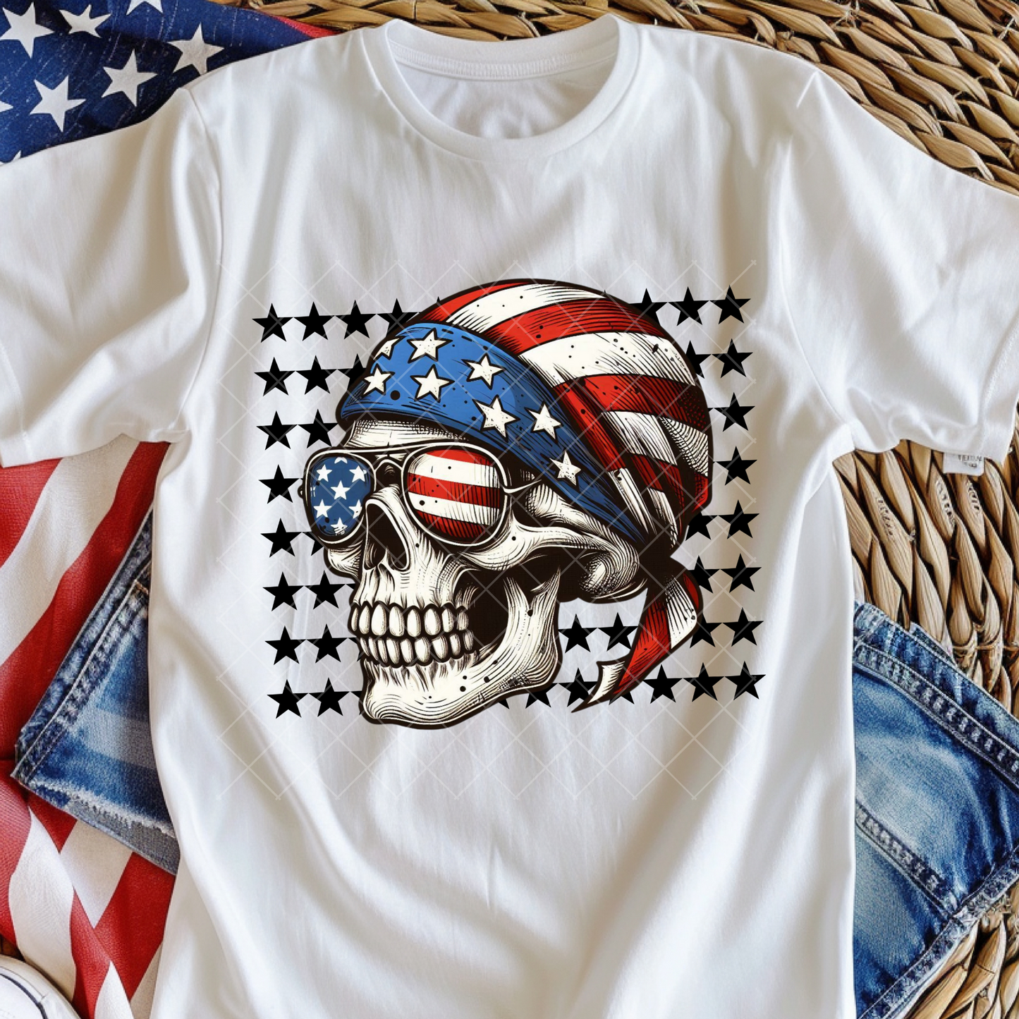 Patriotic Skull DTF Transfer