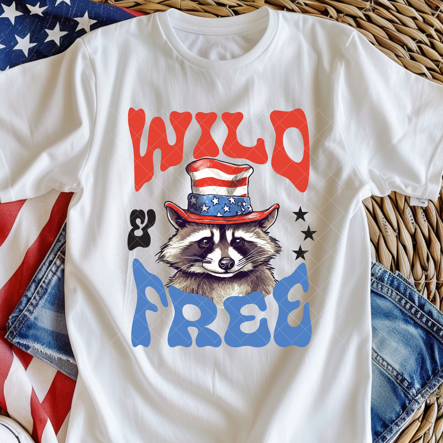 Wild and Free Raccoon DTF Transfer