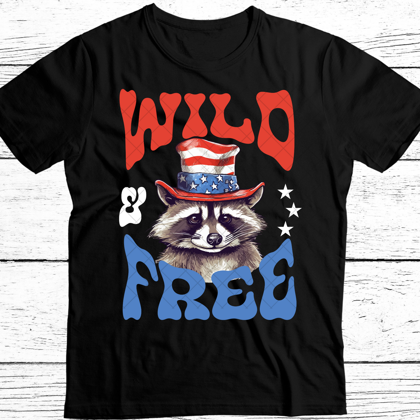 Wild and Free Raccoon DTF Transfer