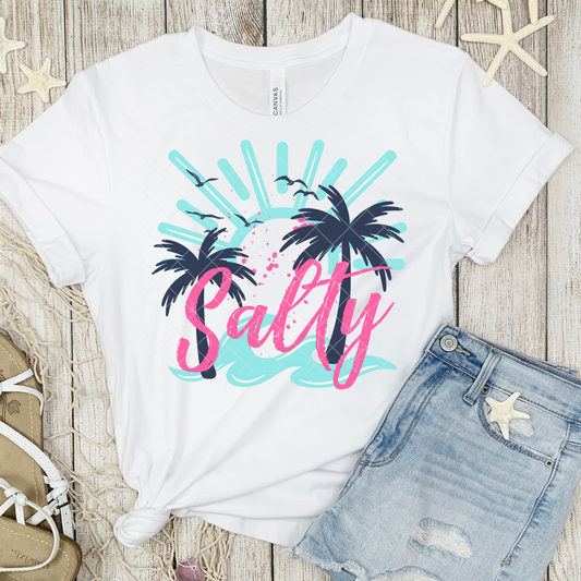 Salty Beach and Palm Trees DTF Transfer
