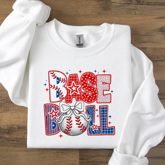 Red, White and Blue Cute Baseball DTF Transfer