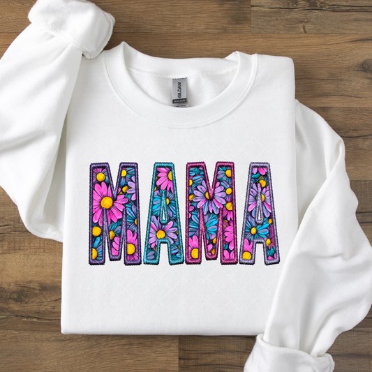 Mama Floral Faux Embroidery DTF Transfer