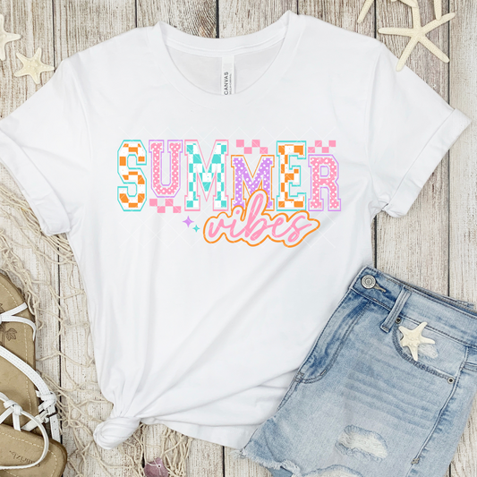 Cute Summer Vibes Patterned DTF Transfer