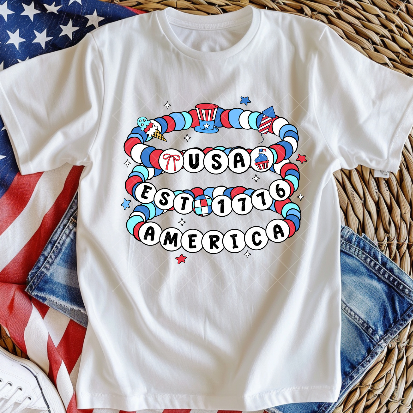 USA Cute Friendship Bracelet DTF Transfer