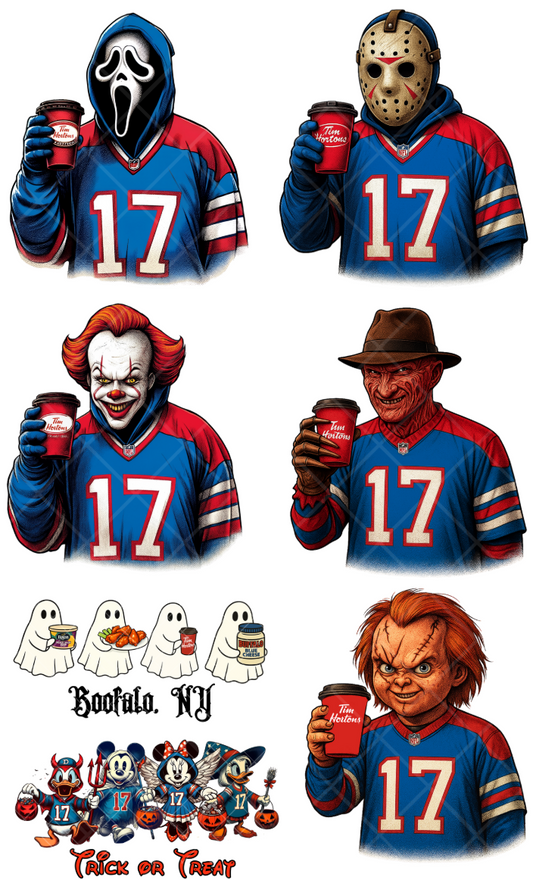 Pre-Made Halloween DTF Gang Sheet 22x36 with 7 Adult size images