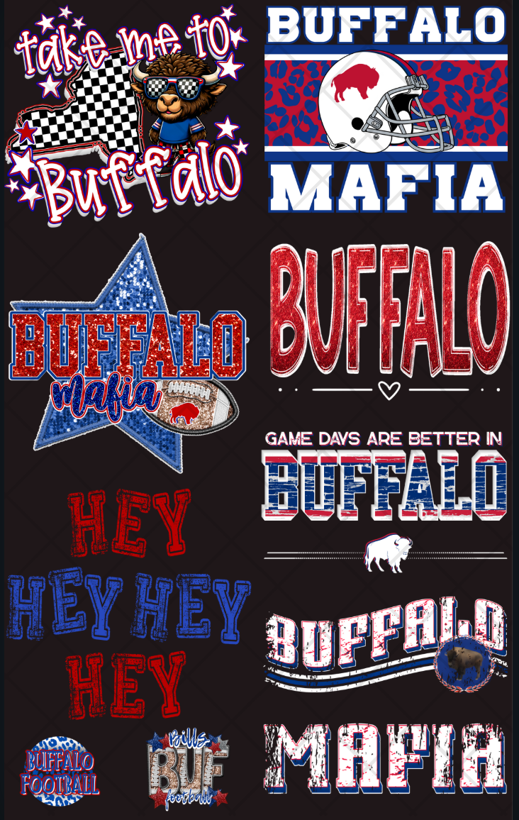 Pre-Made Buffalo Mafia DTF Gang Sheet 22x36 with 8 adult and 2 pocket sizes designs