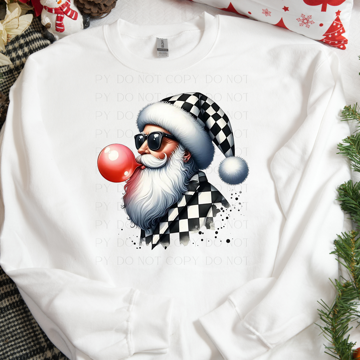 Checkered Santa Bubble DTF Transfer