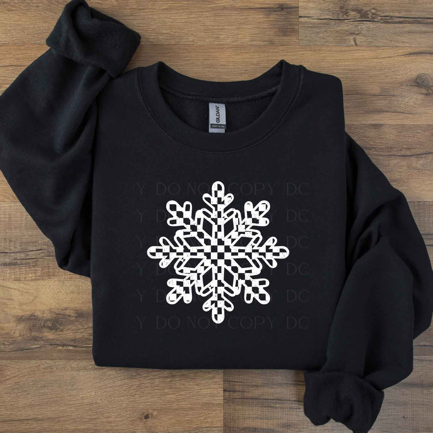 Checkered Snow Flake Black or White DTF Transfer