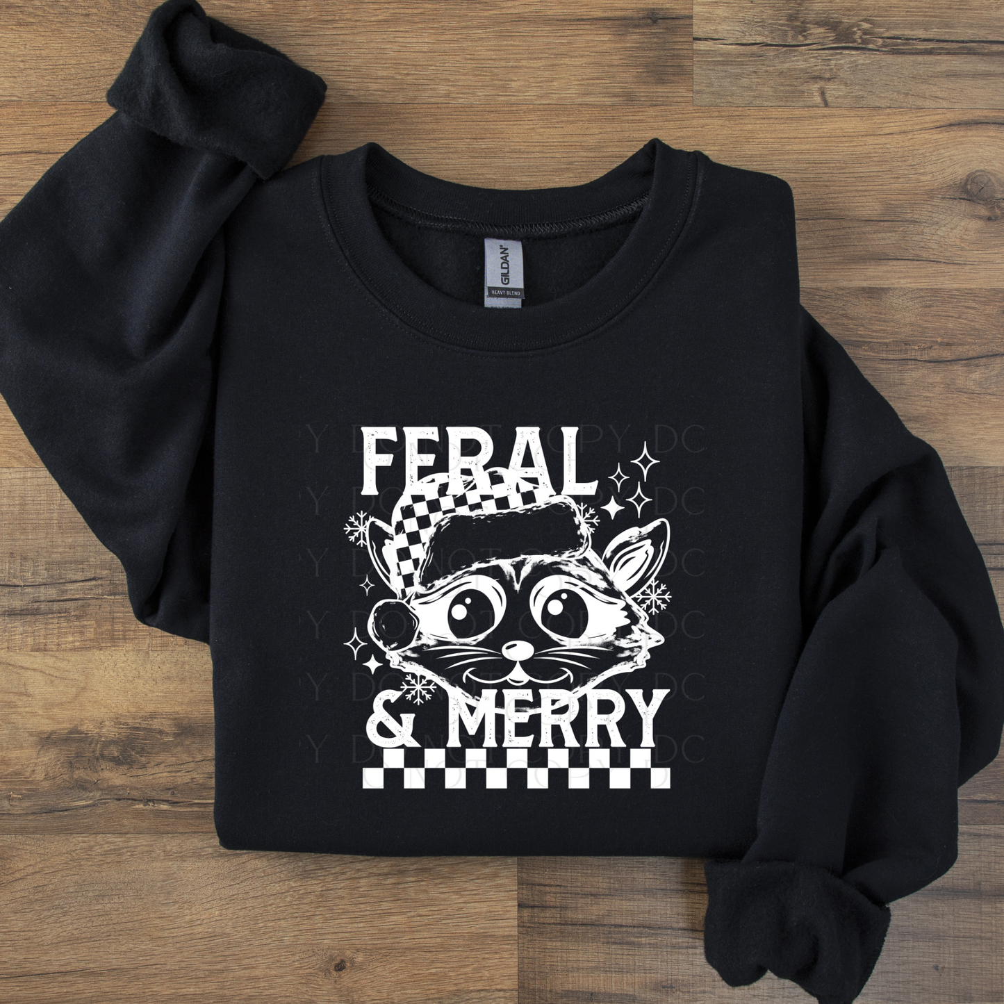 Feral and Merry Raccoon Black or White DTF Transfer