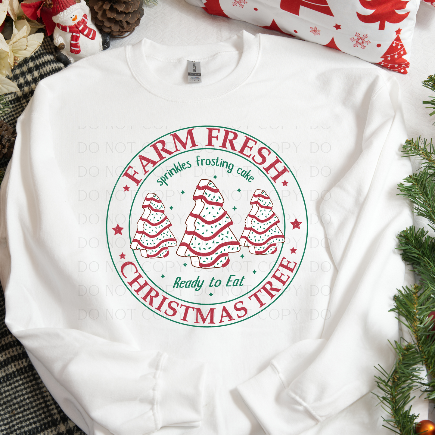 Farm Fresh Christmas Tree Cakes Red Green DTF Transfer