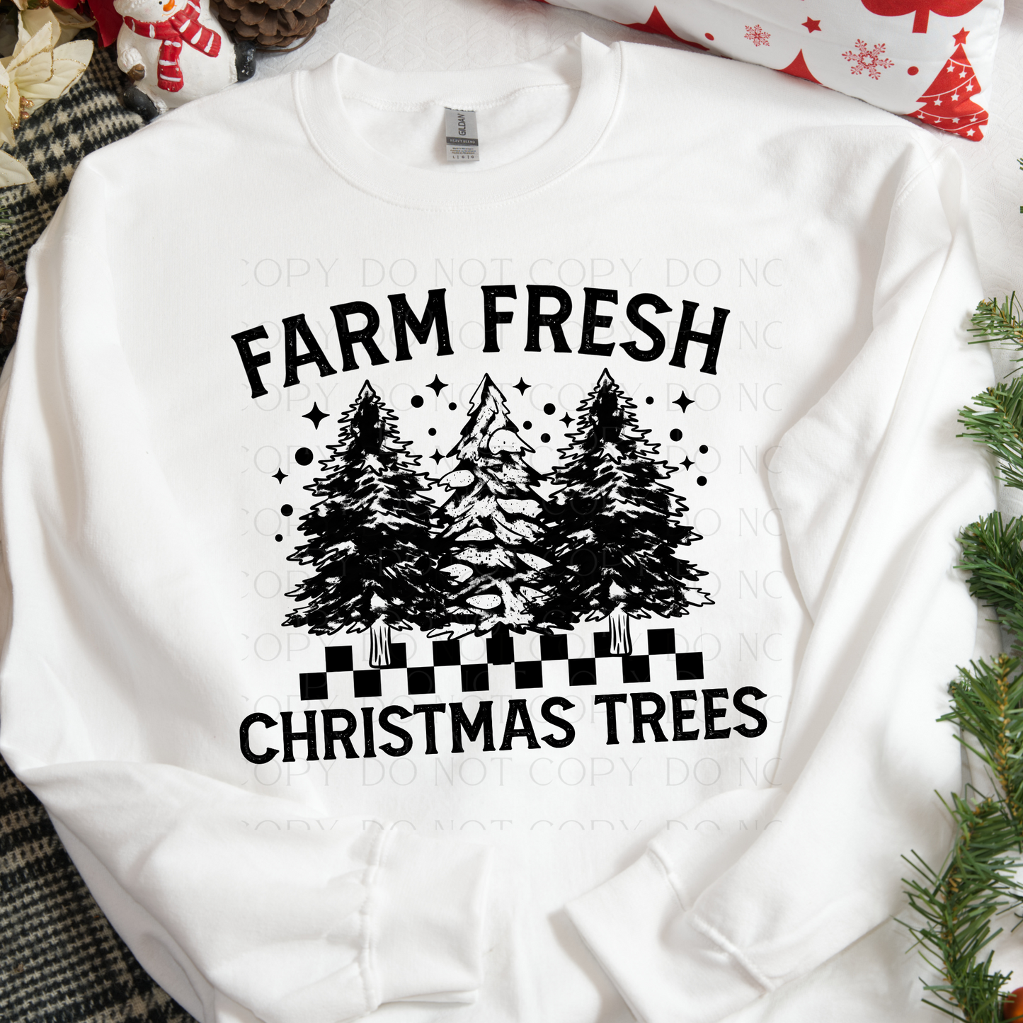 Farm Fresh Trees Black or White DTF Transfer