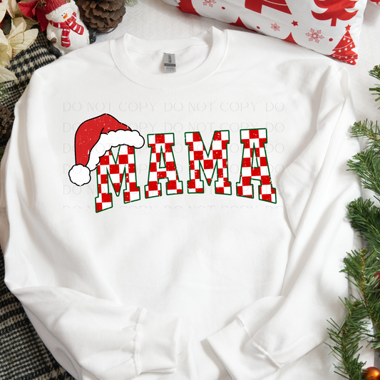 Mama Christmas Red Check DTF Transfer