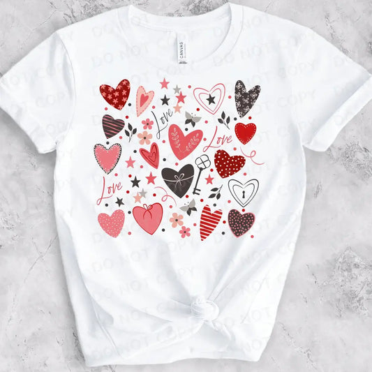 All Over Hearts Valentine’s Day Design Dtf Transfers Ready To Press Heat Transfer Direct Film Print