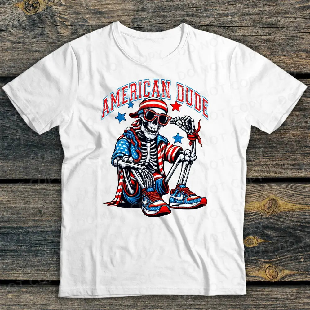 American Dude Dtf Transfers Clear Film Prints Ready To Press Heat Transfer Direct Patriotic Skeleton