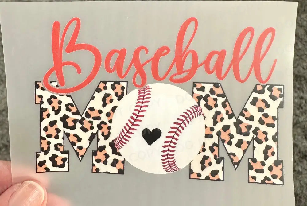 Baseball Mom Leopard Heart Ball Dtf Transfers Clear Film Prints Ready To Press Heat Transfer Direct