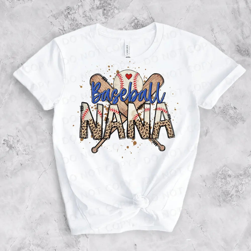 Baseball Nana Red Blue Bat Ball Heart Leopard Dtf Clear Film Prints Ready To Press Heat Transfer