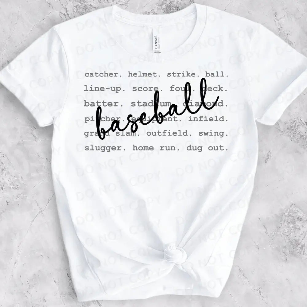 Baseball Typography Dtf Transfers Clear Film Prints Ready To Press Heat Transfer Direct Print Hot