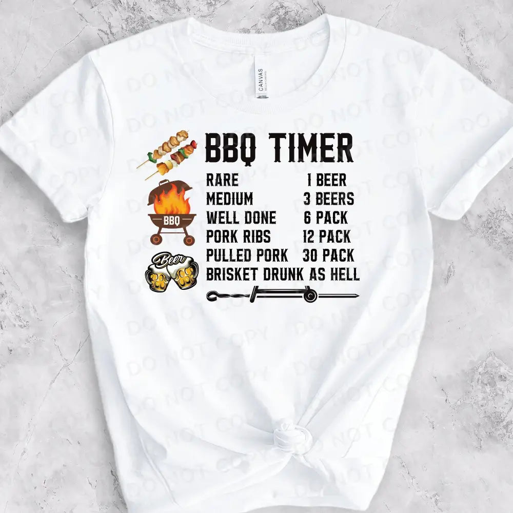 Bbq Beer Timer Grill Meat Dtf Transfers Ready To Press Heat Transfer Direct Film Print Dad
