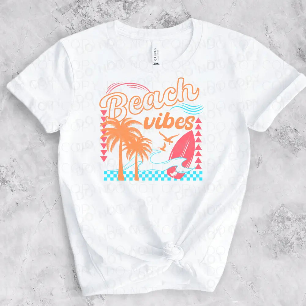 Beach Vibes Orange Pink Turquois Dtf Transfers