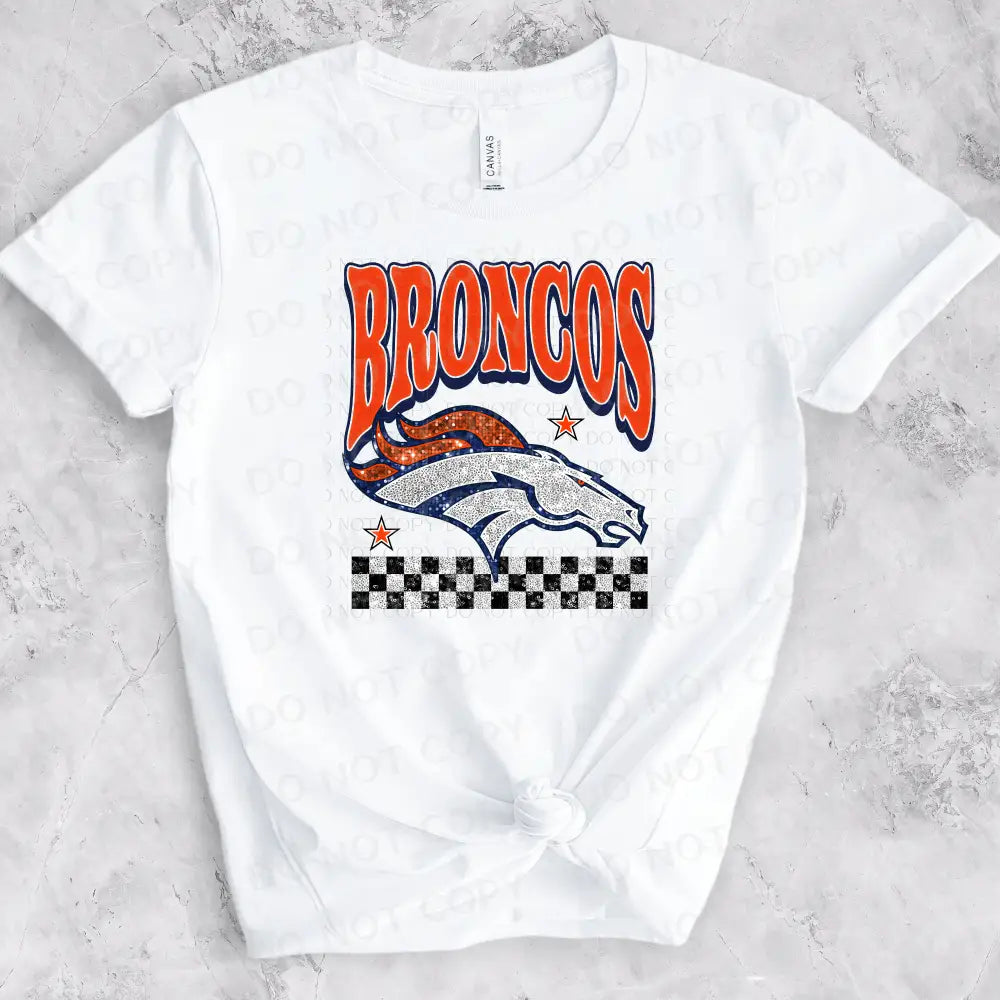 Broncos Bling Faux Sequins Dtf Transfer