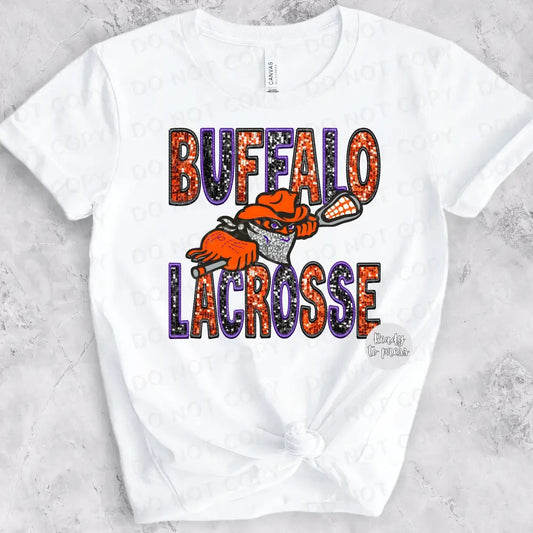 Buffalo Lacrosse Lax Faux Embroidery Sequins Dtf Transfers Ready To Press Heat Transfer Direct Film