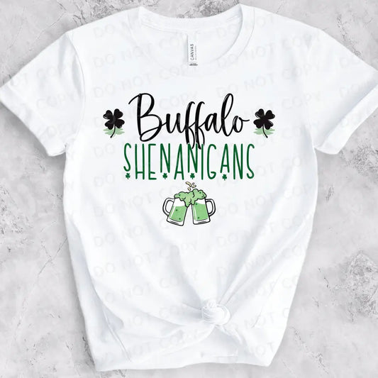 Buffalo Shenanigans St Patrick’s Day Green Beer Cheers Shamrock Dtf Transfers Ready To Press Heat