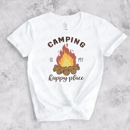 Camping Is My Happy Place Dtf Transfers Clear Film Ready To Press Heat Transfer Direct Print