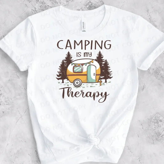 Camping Is My Therapy Dtf Transfers Clear Film Ready To Press Heat Transfer Direct Print Campfire