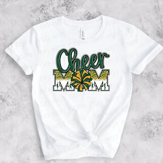 Cheer Mom Green Gold Dtf Transfers Clear Film Prints Ready To Press Heat Transfer Hot Peel