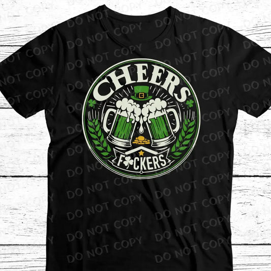 Cheers St Patrick’s Day Green Dtf Transfers Clear Film Full Color Ready To Press Heat Transfer
