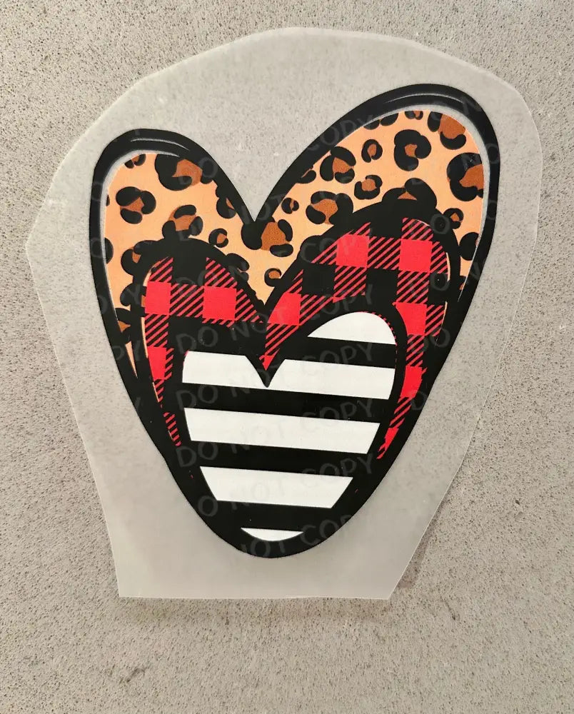 Cheetah Check Stripe Hearts Valentine’s Day Dtf Transfers Ready To Press Heat Transfer Direct