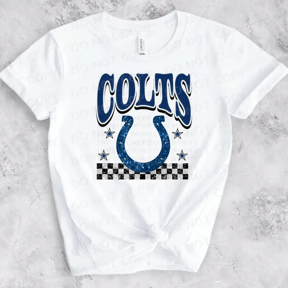 Colts Bling Faux Sequins Dtf Transfer