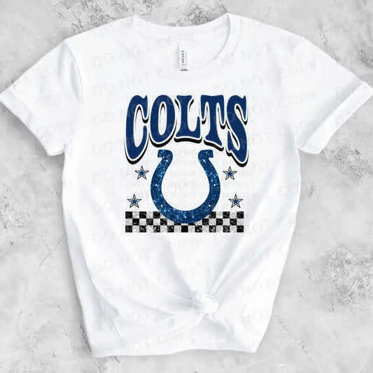 Colts Bling Faux Sequins Dtf Transfer