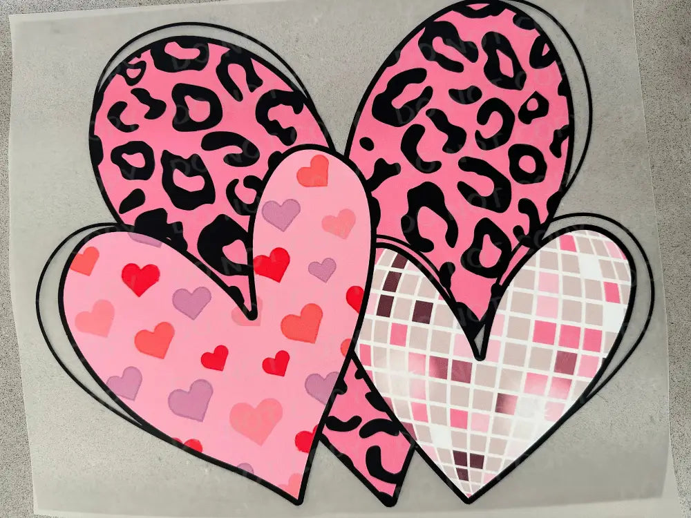 Cute Hearts Valentine’s Day Dtf Transfers Ready To Press Heat Transfer Direct Film Print Hand Drawn