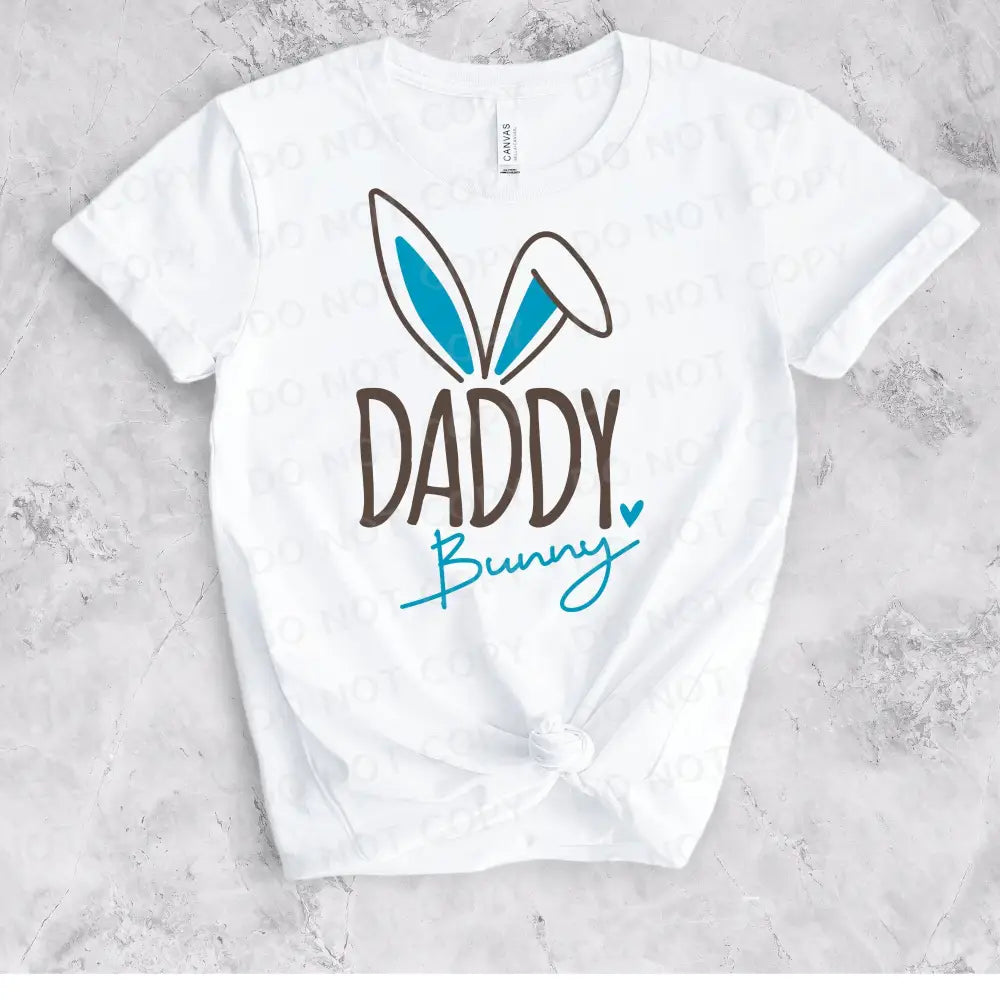 Daddy Bunny Blue Transfers Clear Film Full Color Ready To Press Heat Transfer Direct Print Rabbit