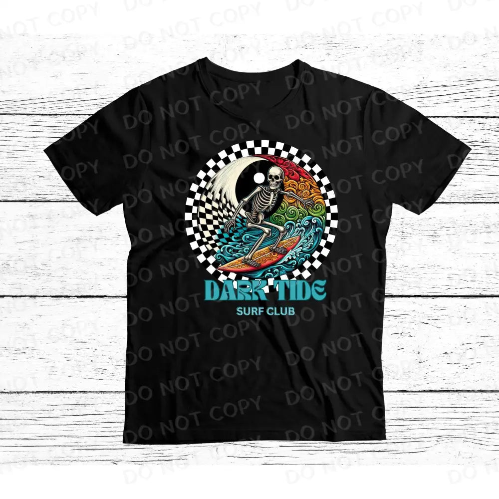 Dark Tide Surf Club Dtf Transfers Clear Film Ready To Press Heat Transfer Direct Print Skeleton