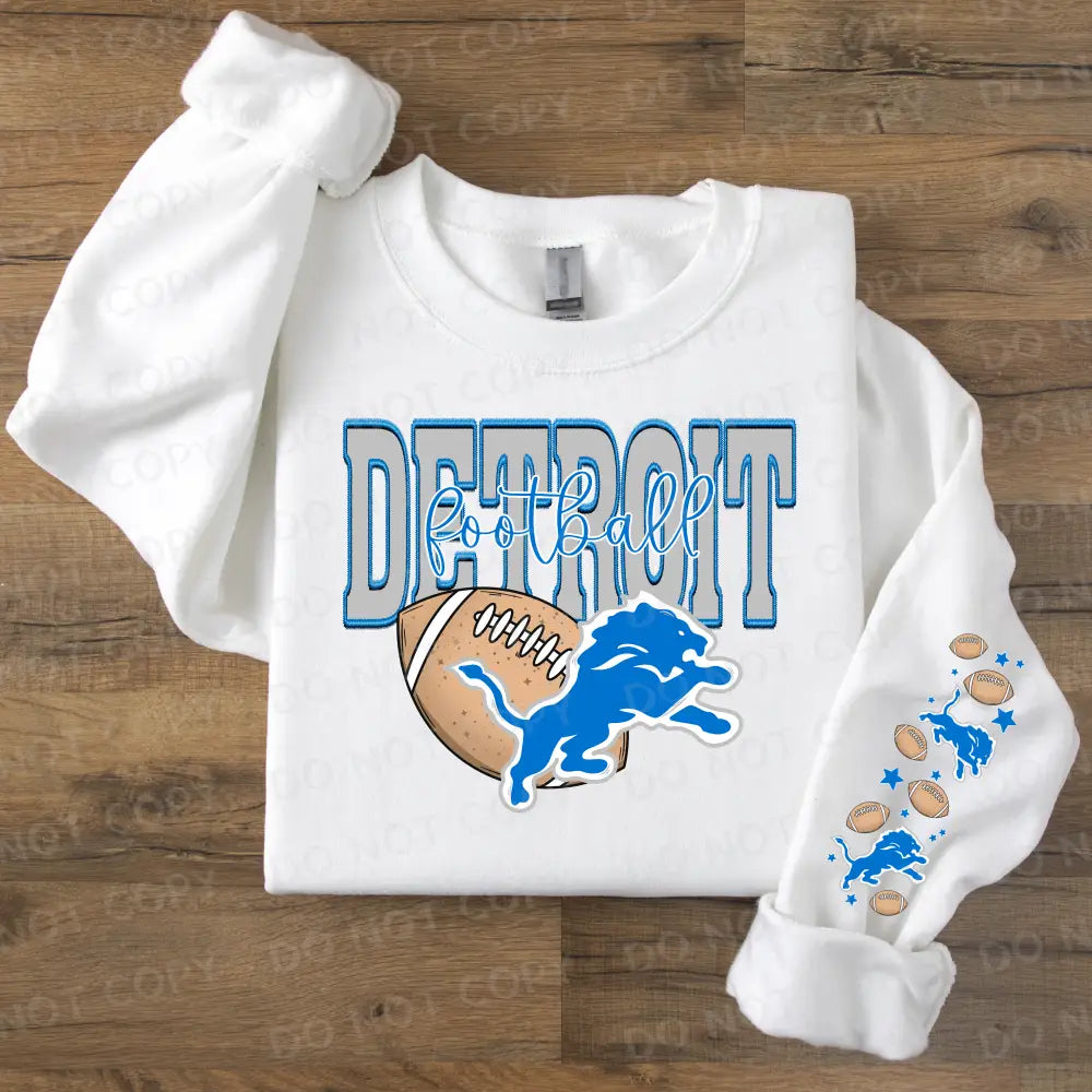 Detroit Lions Football Dtf Transfer With Sleeve