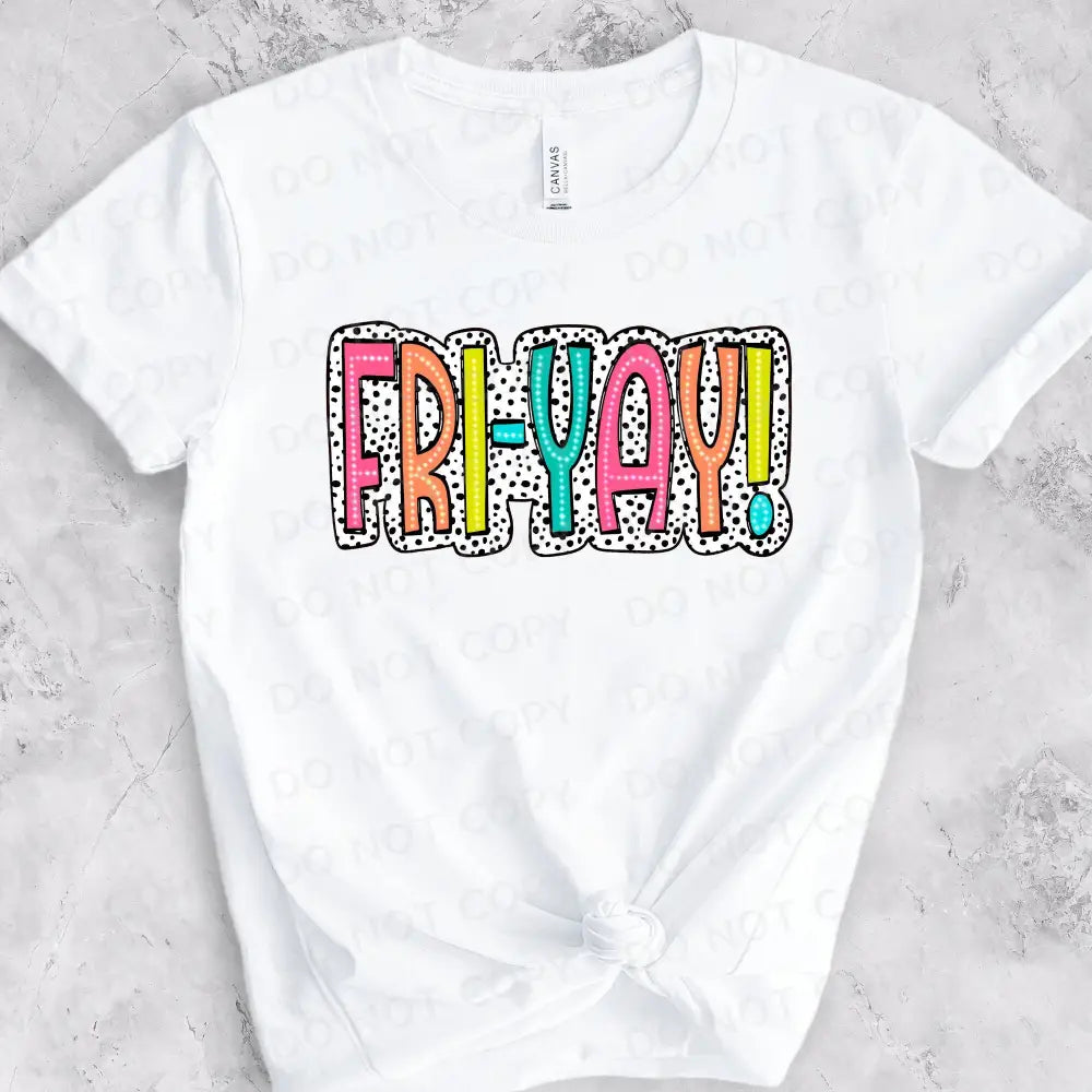 Fri-Yay Bright Doodle Dalmatian Dot Dtf Transfers Ready To Press Heat Transfer Direct Film Print