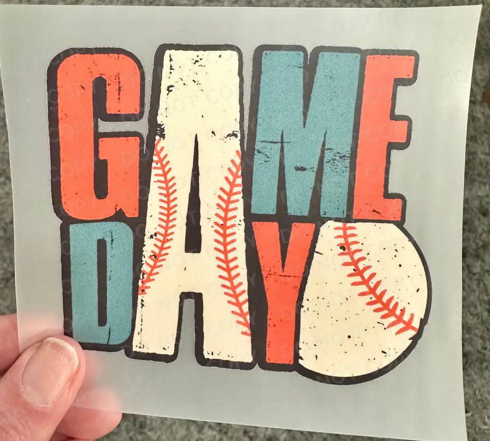Game Day Baseball Retro Ball Dtf Transfers Clear Film Prints Ready To Press Heat Transfer Direct
