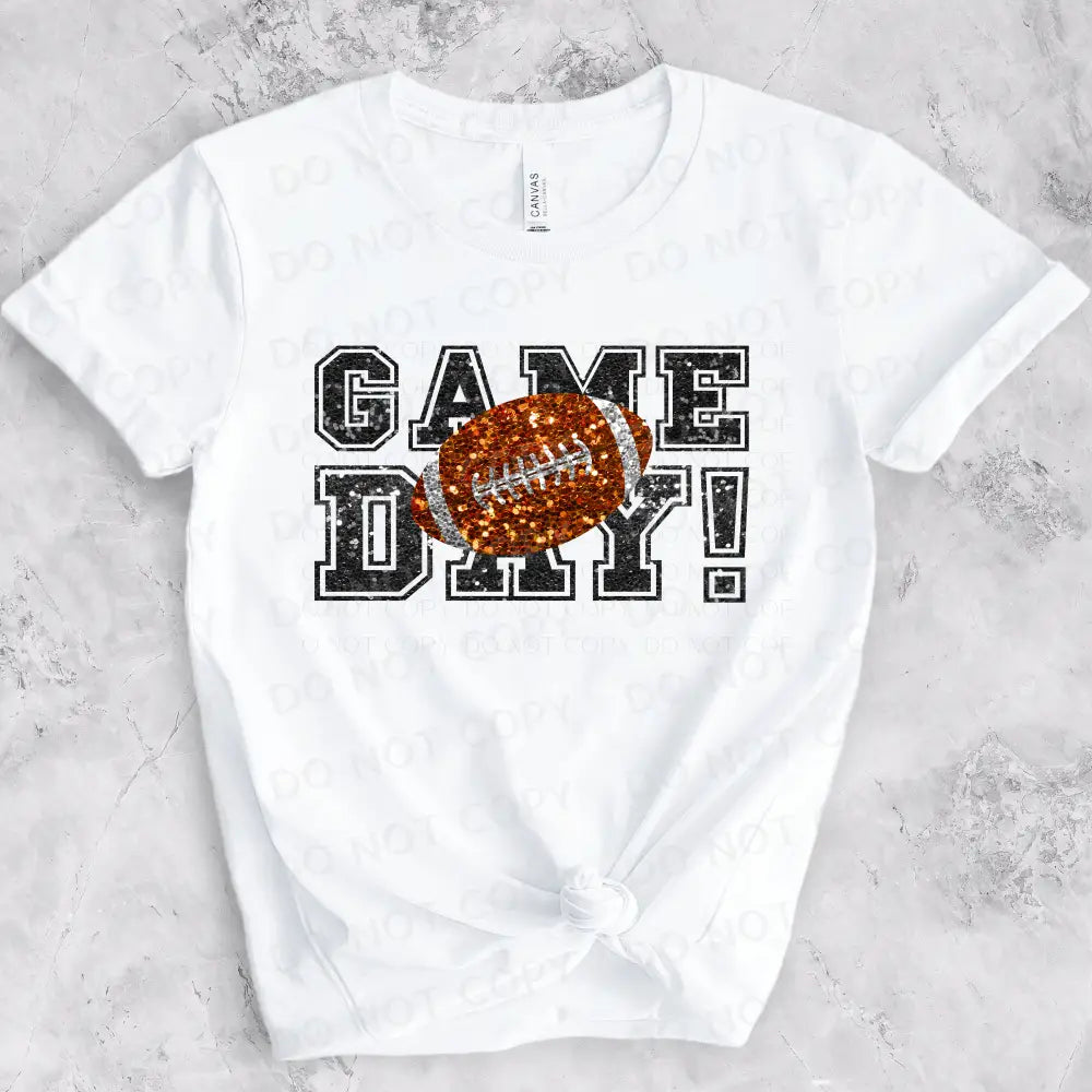 Game Day Football Faux Sequins Glitter Look Dtf Transfer