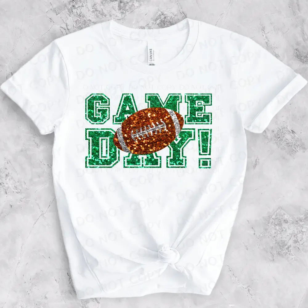 Game Day Football Faux Sequins Glitter Look Dtf Transfer