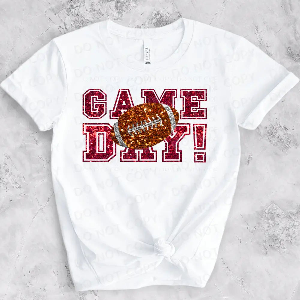 Game Day Football Faux Sequins Glitter Look Dtf Transfer