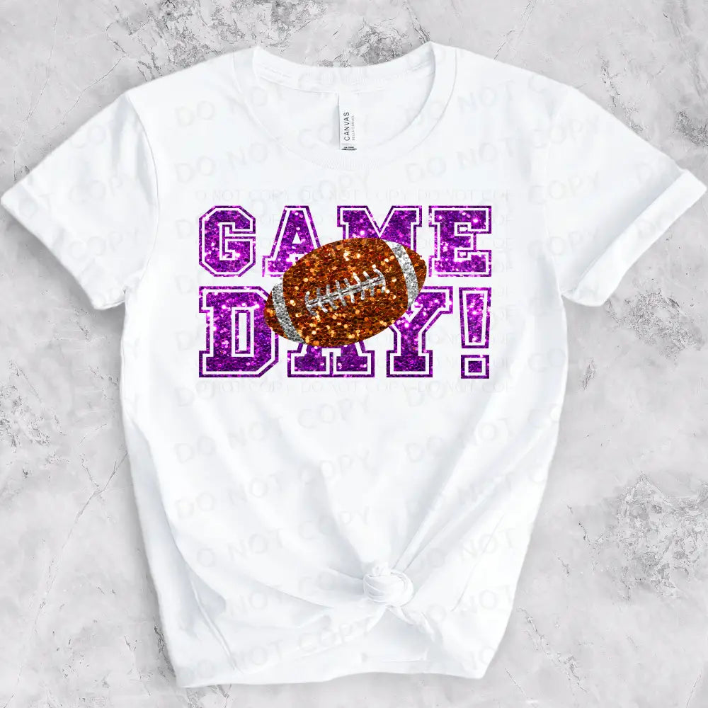 Game Day Football Faux Sequins Glitter Look Dtf Transfer