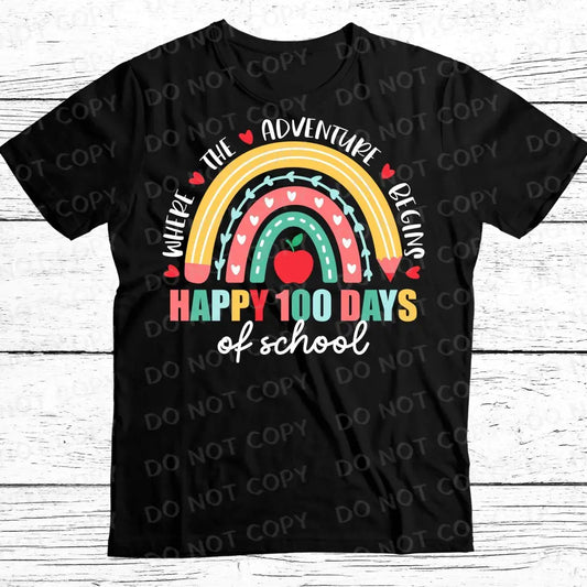 Happy 100 Days Of School Rainbow Dtf Transfers Ready To Press Heat Transfer Direct Film Print