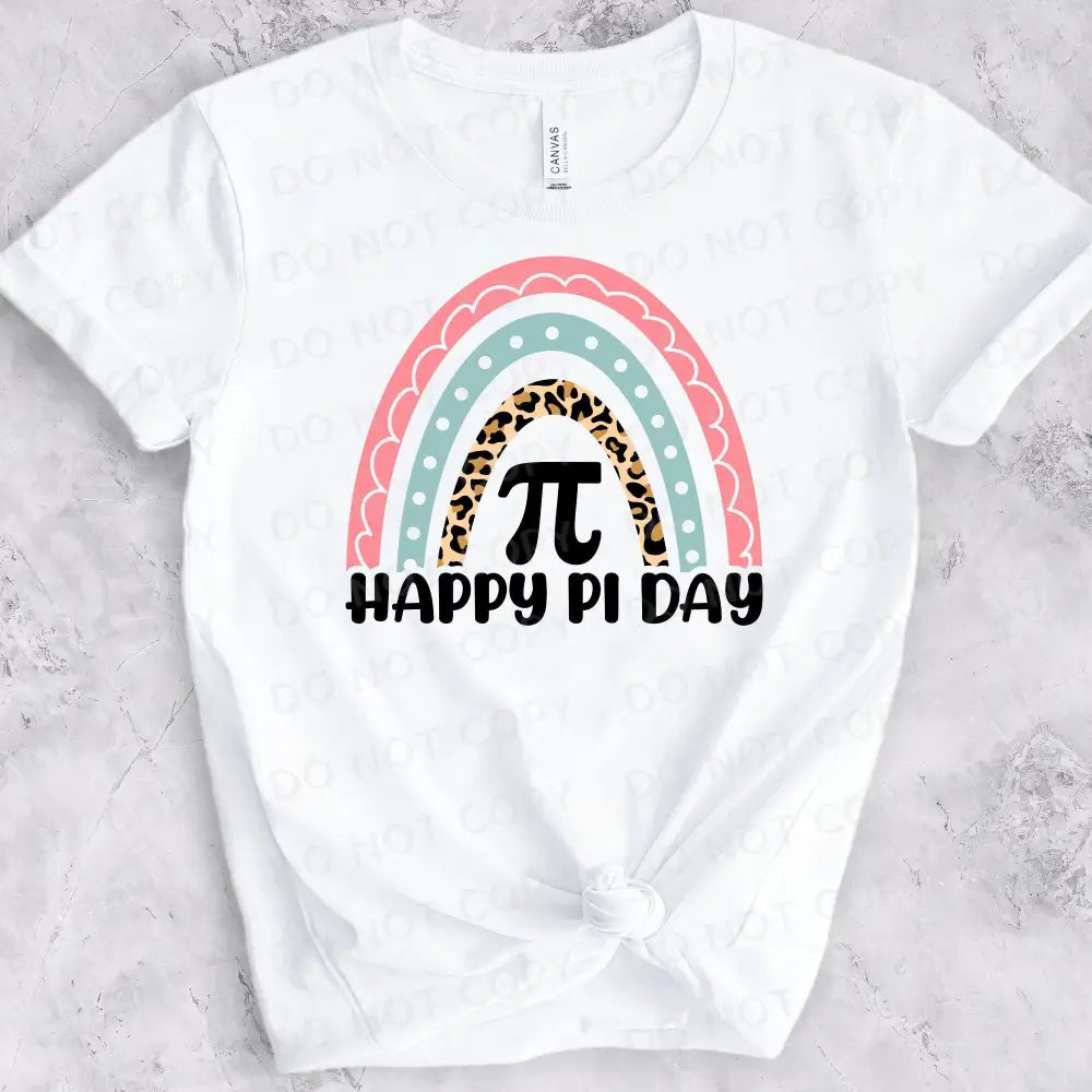 Happy Pi Day Rainbow Pink Leopard Dtf Transfers Clear Film Print Ready To Press Heat Transfer Hot