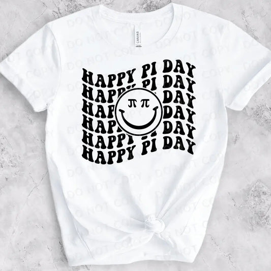 Happy Pi Day Retro Wave Smiley Dtf Transfers Clear Film Print Ready To Press Heat Transfer Hot Peel