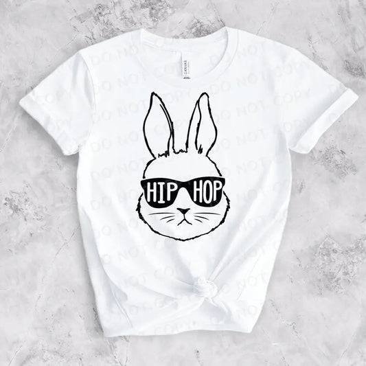 Hip Hop Easter Bunny With Sunglasses Dtf Transfers Clear Film Full Color Ready To Press Heat