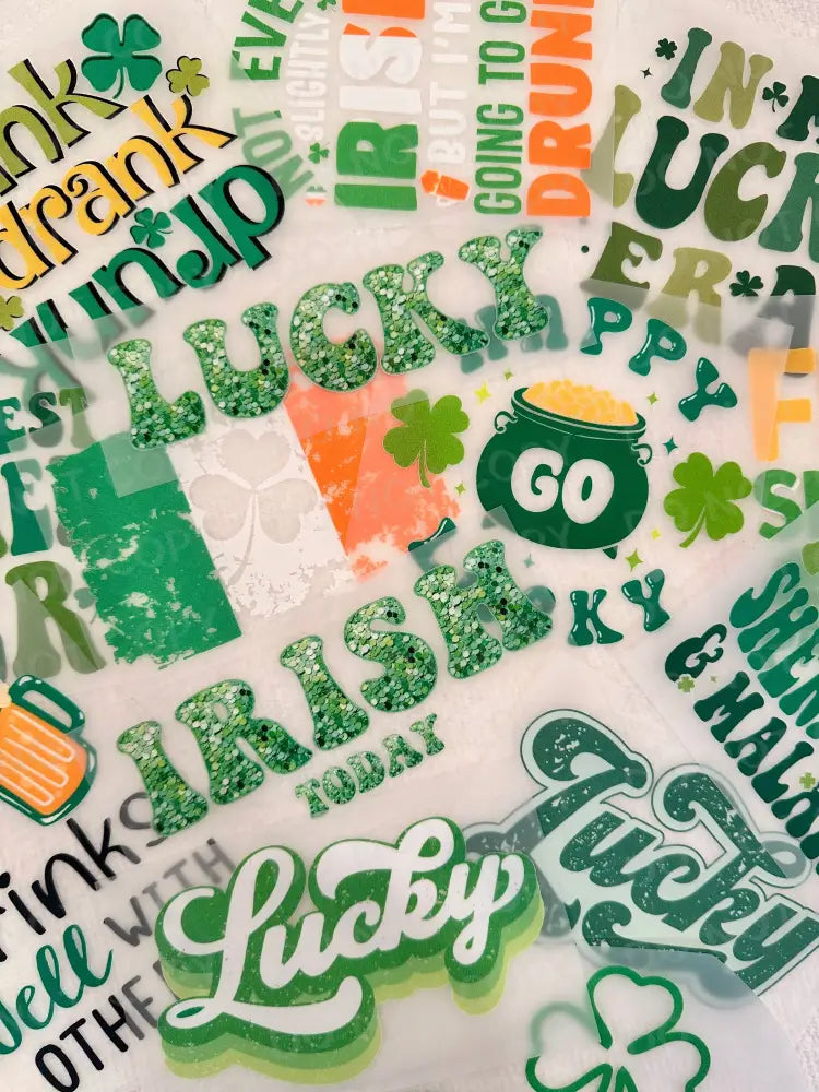 Irish Today Sequin Sparkle Glitter St Patrick’s Day Dtf Transfers Ready To Press Heat Transfer